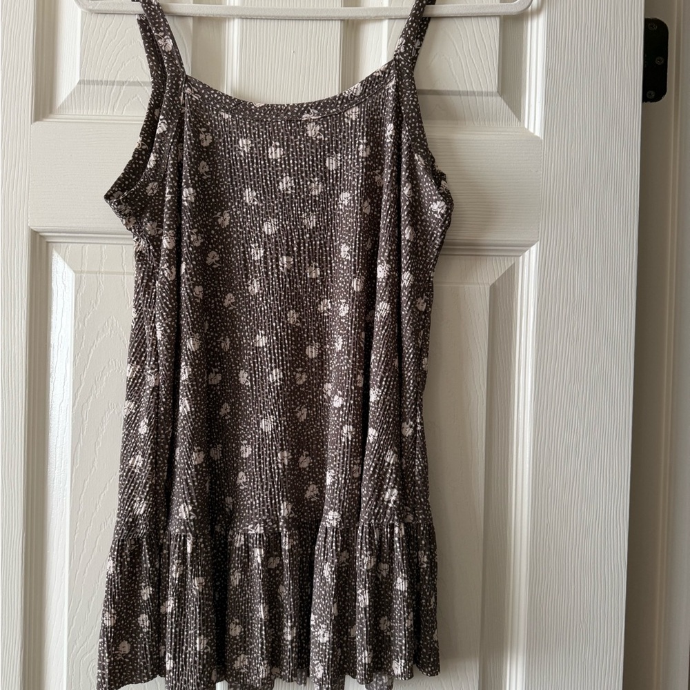 Brown Floral Smocked Cami Top